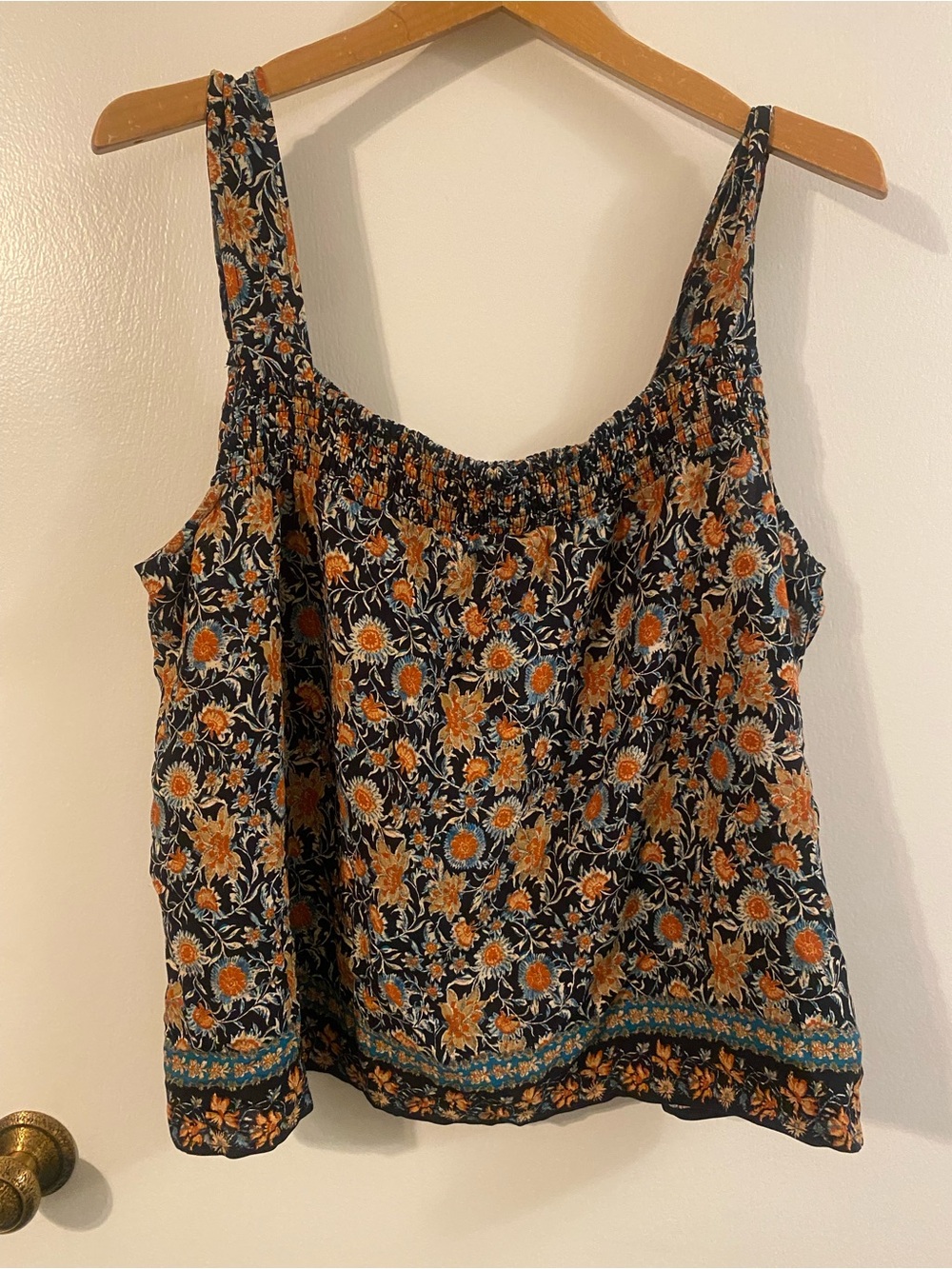 Evereve Floral Top Tank in Black and Orange